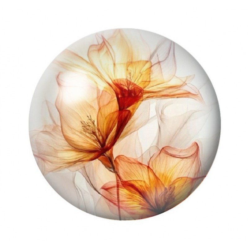 Cabochon en Verre Illustré Fleurs 12 à 25mm