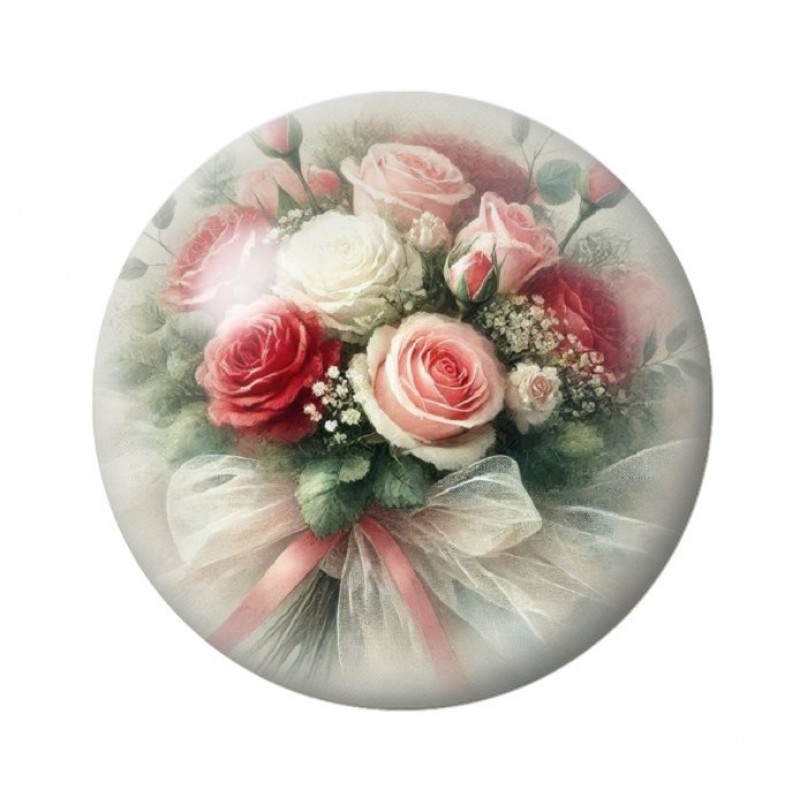 Cabochon en Verre Illustré Fleurs 12 à 25mm