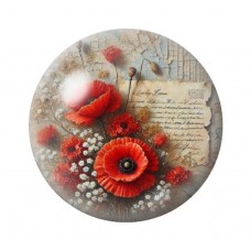 Cabochon en Verre Illustré Fleurs 12 à 25mm pour la création de bijoux fantaisie - DIY