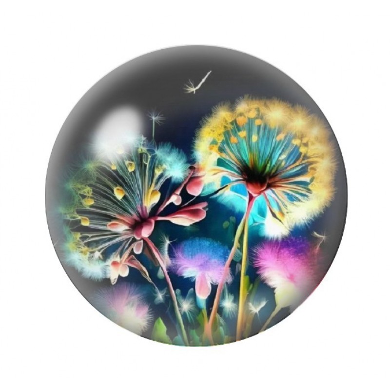 Cabochon en Verre Illustré Fleurs 12 à 25mm