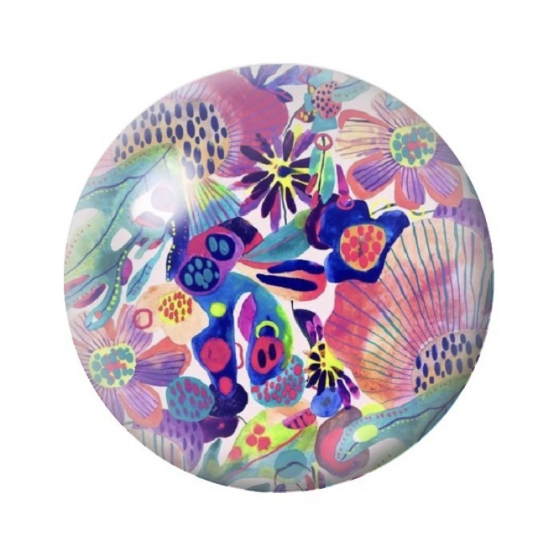 Cabochon en Verre Illustré Fleurs 12 à 25mm