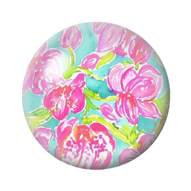 Cabochon en Verre Illustré Fleurs 12 à 25mm