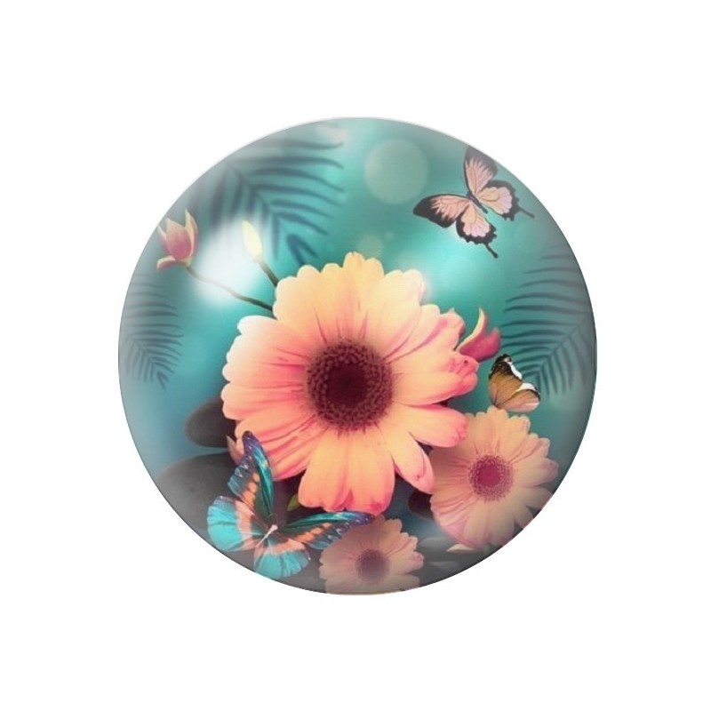 Cabochon en Verre Illustré Fleurs 12 à 25mm