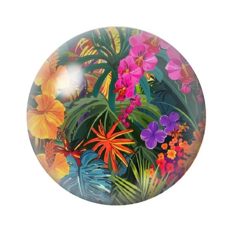 Cabochon en Verre Illustré Fleurs 12 à 25mm