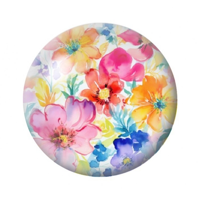 Cabochon en Verre Illustré Fleurs 12 à 25mm