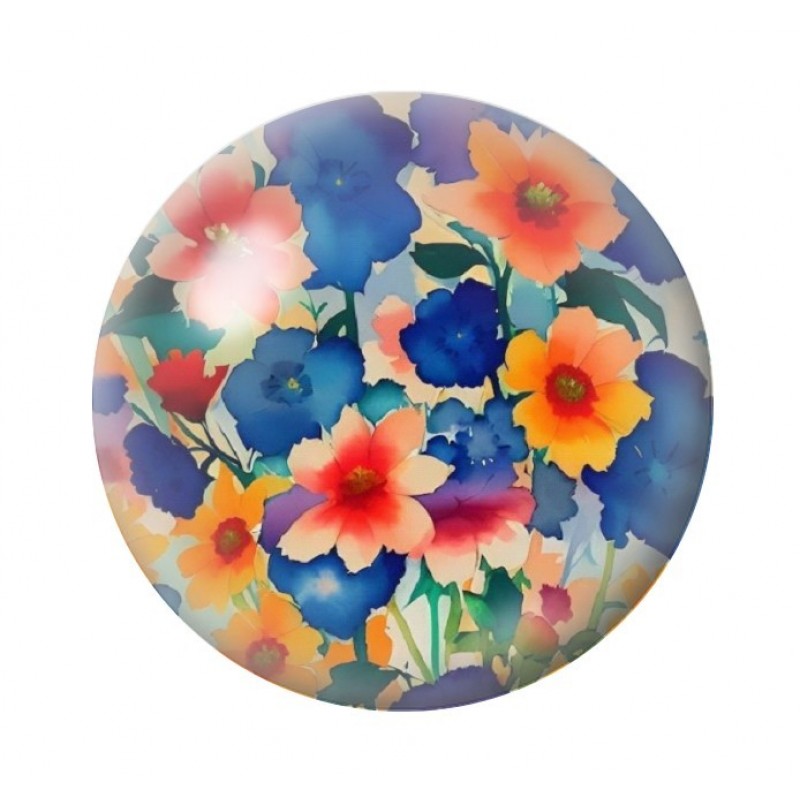 Cabochon en Verre Illustré Fleurs 12 à 25mm