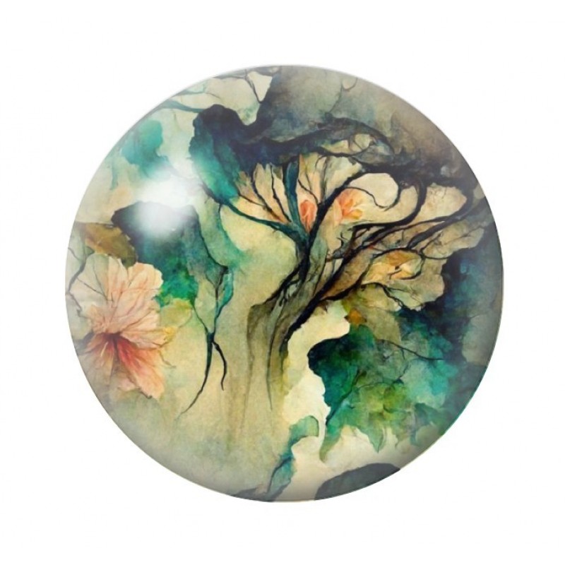 Cabochon en Verre Illustré Fleurs 12 à 25mm