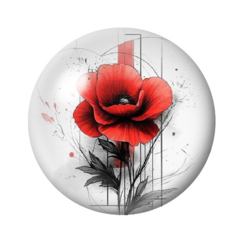 Cabochon en Verre Illustré Fleurs 12 à 25mm
