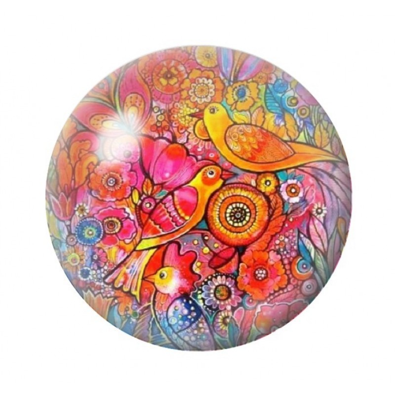 Cabochon en Verre Illustré Fleurs 12 à 25mm