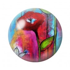 Cabochon en Verre Illustré Fleurs 12 à 25mm pour la création de bijoux fantaisie - DIY