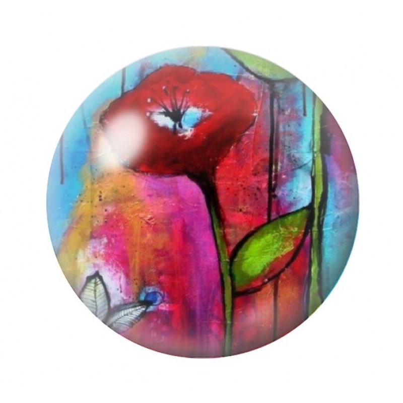 Cabochon en Verre Illustré Fleurs 12 à 25mm