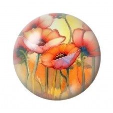 Cabochon en Verre Illustré Fleurs 12 à 25mm pour la création de bijoux fantaisie - DIY