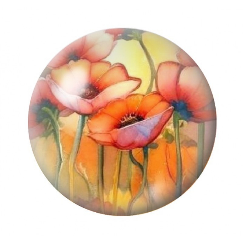 Cabochon en Verre Illustré Fleurs 12 à 25mm