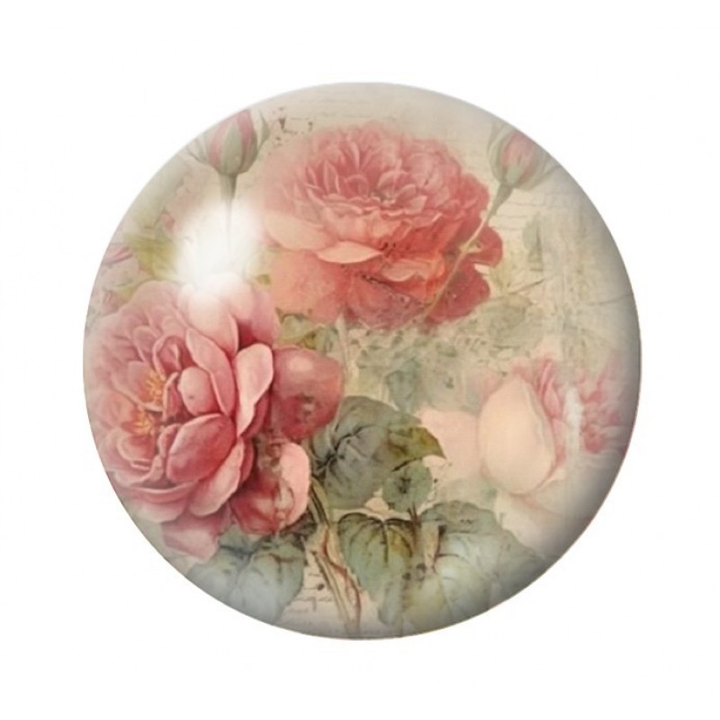 Cabochon en Verre Illustré Fleurs 12 à 25mm