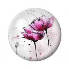 Cabochon en Verre Illustré Fleurs 12 à 25mm pour la création de bijoux fantaisie - DIY