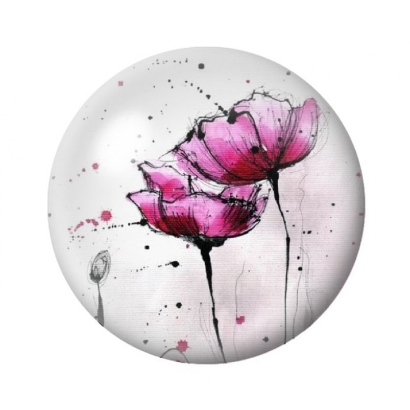 Cabochon en Verre Illustré Fleurs 12 à 25mm