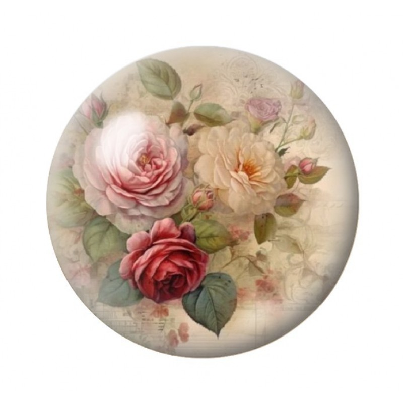 Cabochon en Verre Illustré Fleurs 12 à 25mm