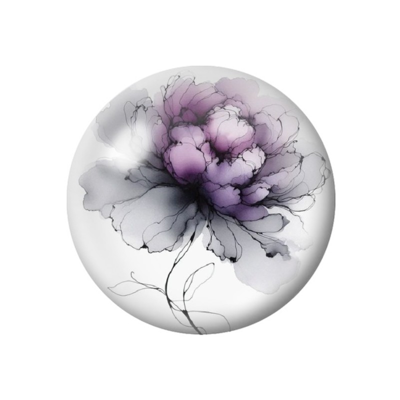 Cabochon en Verre Illustré Fleurs 12 à 25mm