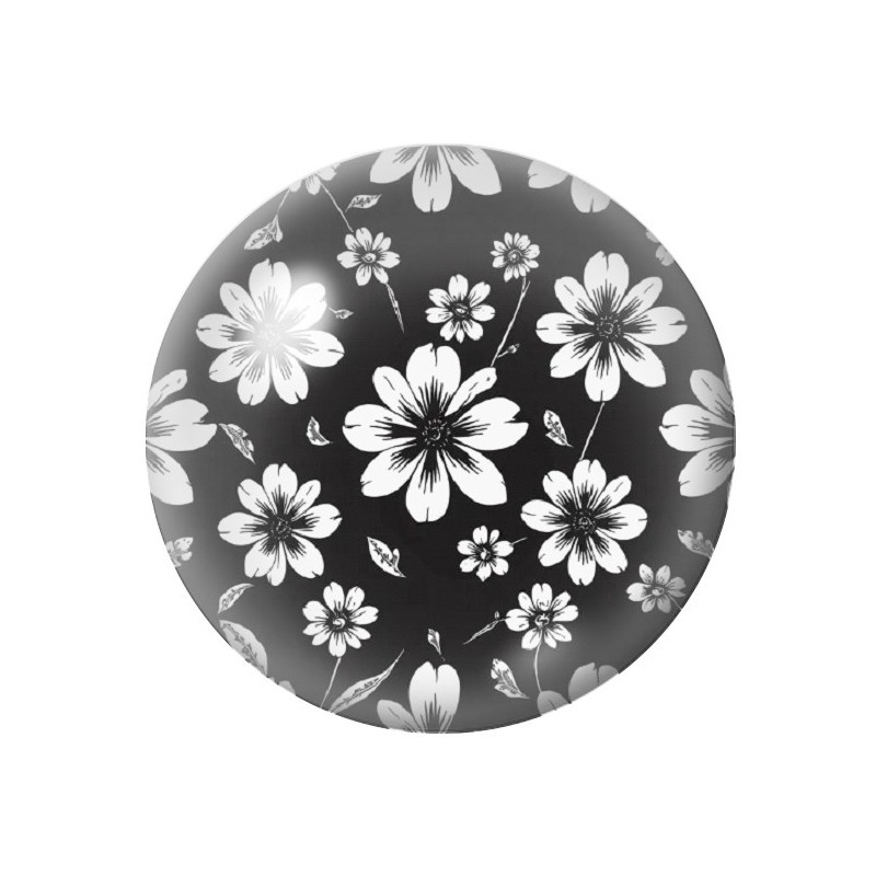 Cabochon en Verre Illustré Fleurs 12 à 25mm