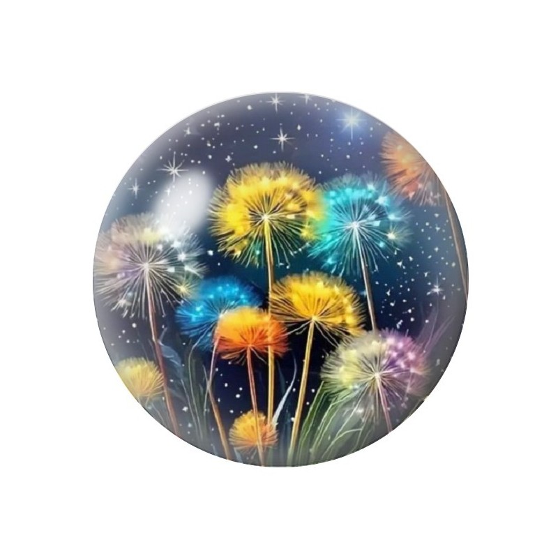 Cabochon en Verre Illustré Fleurs 12 à 25mm