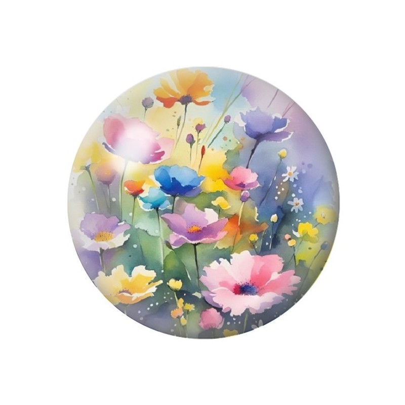 Cabochon en Verre Illustré Fleurs 12 à 25mm