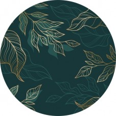 Cabochon en Verre Illustré Feuilles Dorées sur Fond Bleu 12 à 25mm
