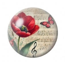 Cabochon en Verre Illustré Fleurs 12 à 25mm pour la création de bijoux fantaisie - DIY