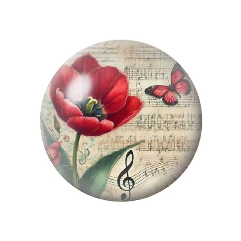 Cabochon en Verre Illustré Fleurs 12 à 25mm