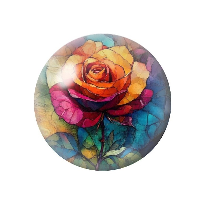 Cabochon en Verre Illustré Fleurs 12 à 25mm