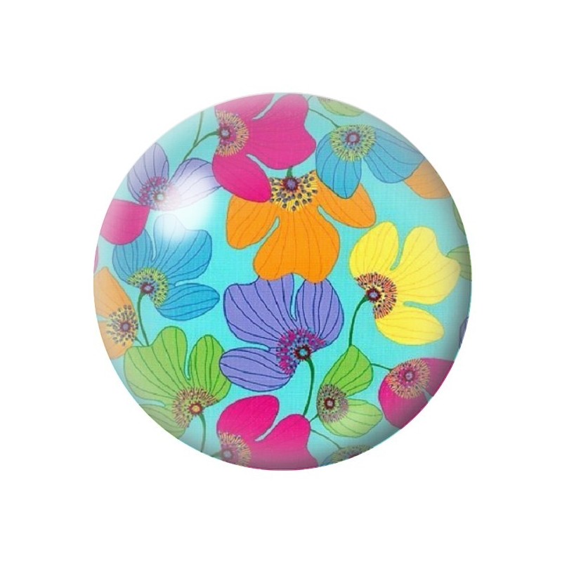 Cabochon en Verre Illustré Fleurs 12 à 25mm
