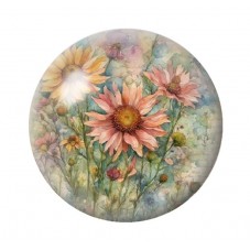Cabochon en Verre Illustré Fleurs 12 à 25mm pour la création de bijoux fantaisie - DIY