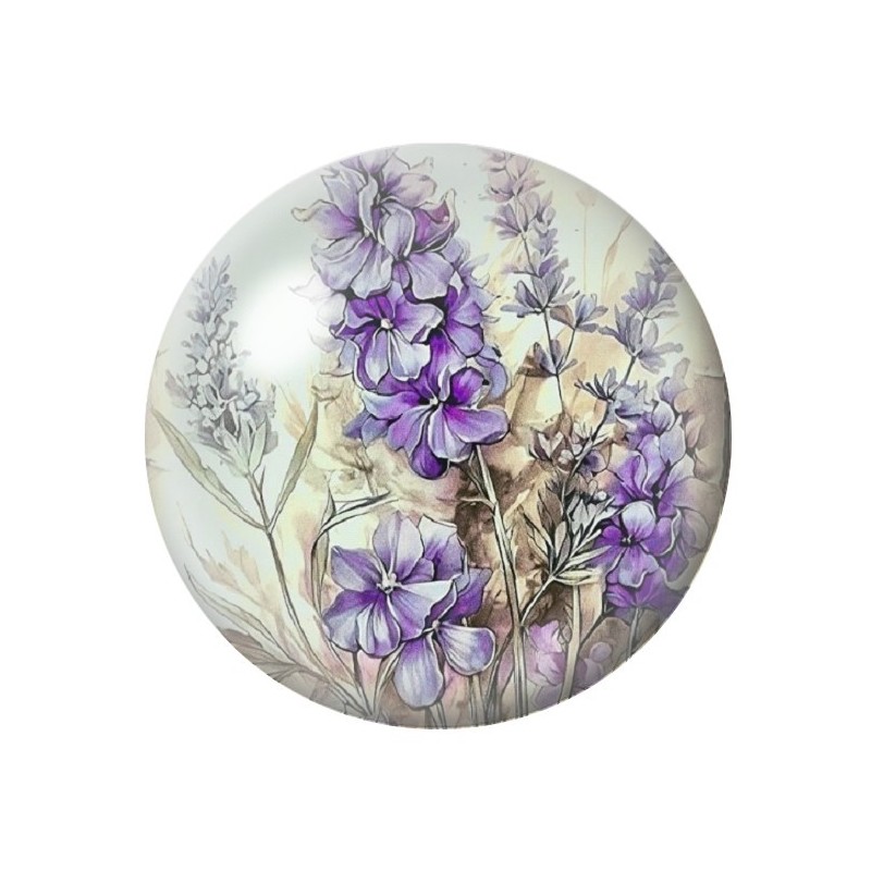 Cabochon en Verre Illustré Fleurs 12 à 25mm