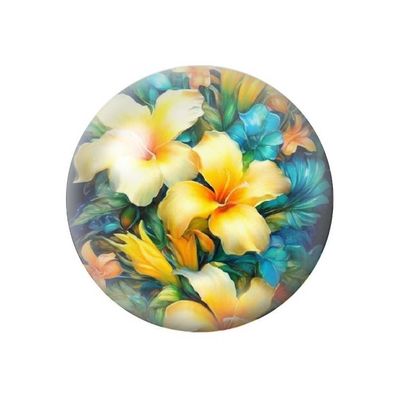Cabochon en Verre Illustré Fleurs 12 à 25mm