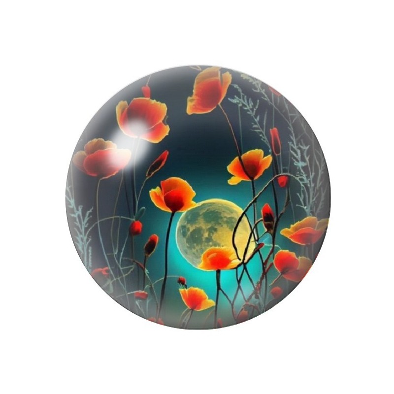 Cabochon en Verre Illustré Fleurs 12 à 25mm