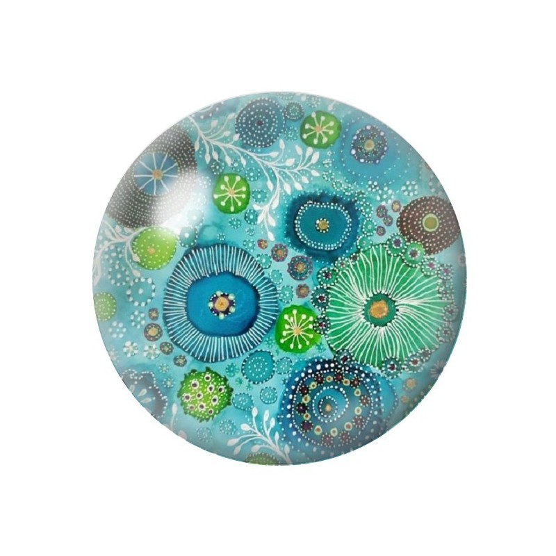 Cabochon en Verre Illustré Fleurs 12 à 25mm