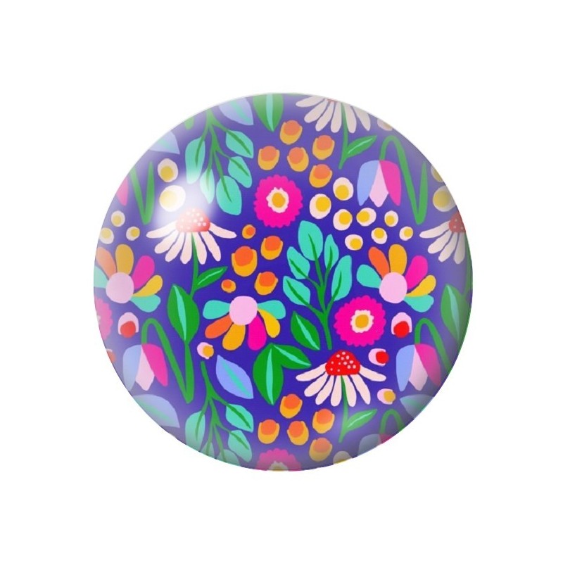 Cabochon en Verre Illustré Fleurs 12 à 25mm