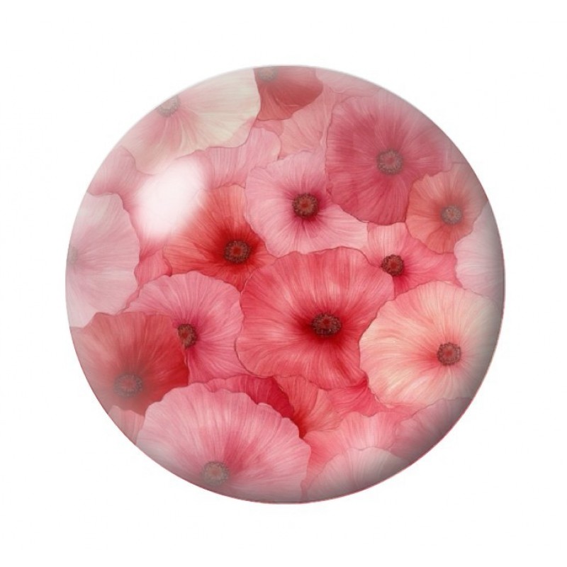 Cabochon en Verre Illustré Fleurs 12 à 25mm