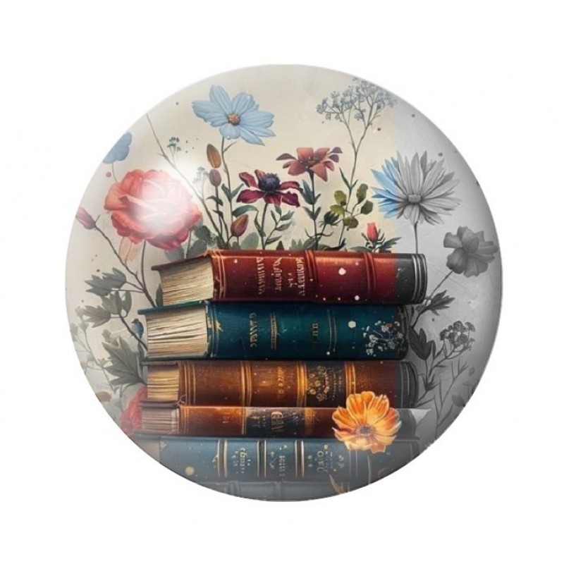 Cabochon en Verre Illustré Fleurs 12 à 25mm