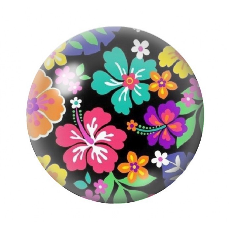Cabochon en Verre Illustré Fleurs 12 à 25mm