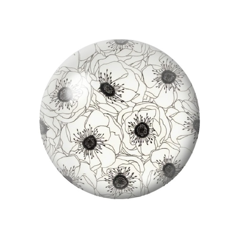 Cabochon en Verre Illustré Fleurs 12 à 25mm