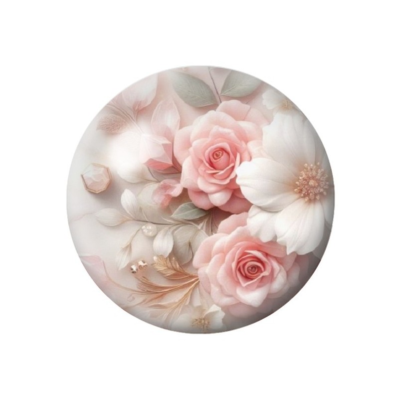 Cabochon en Verre Illustré Fleurs 12 à 25mm