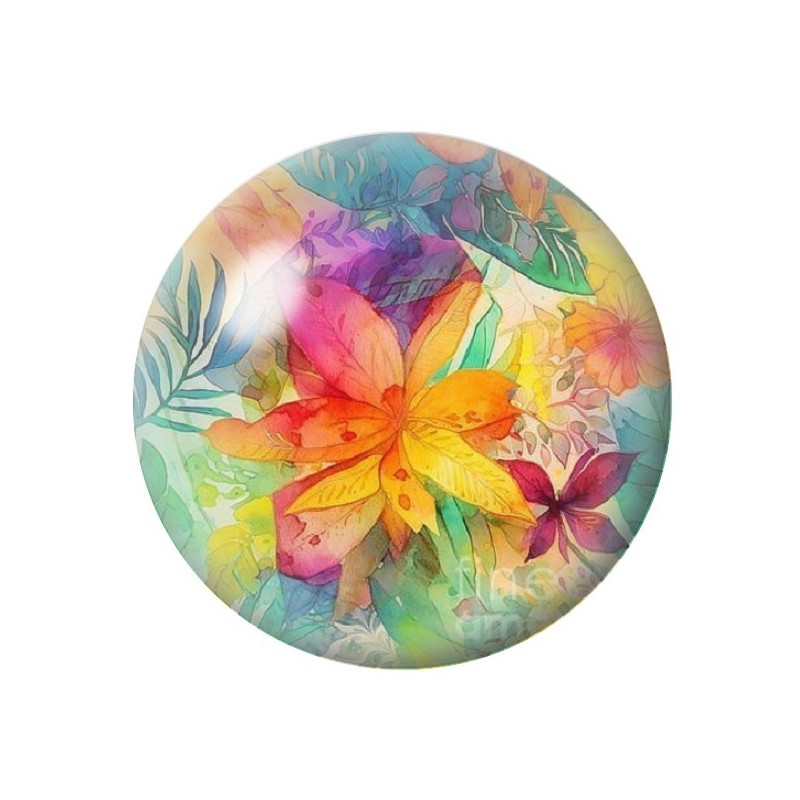 Cabochon en Verre Illustré Fleurs 12 à 25mm