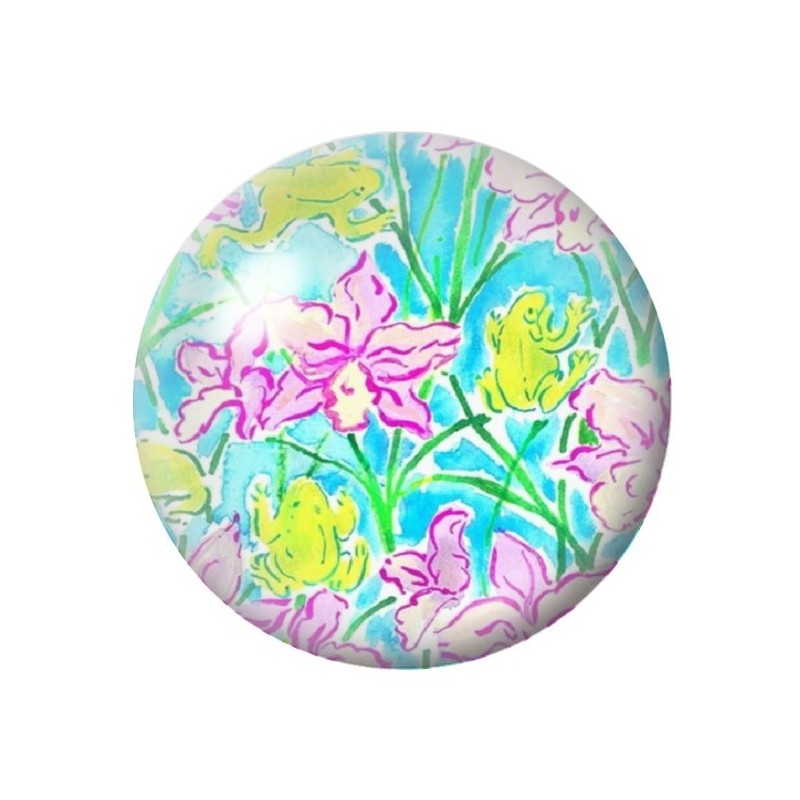 Cabochon en Verre Illustré Fleurs 12 à 25mm
