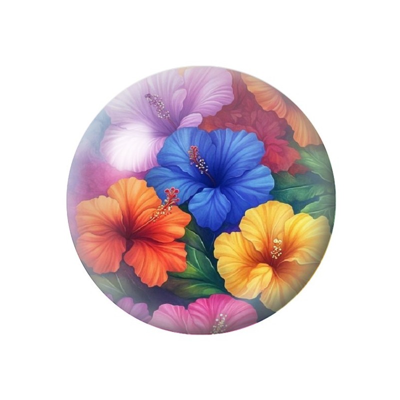 Cabochon en Verre Illustré Fleurs 12 à 25mm
