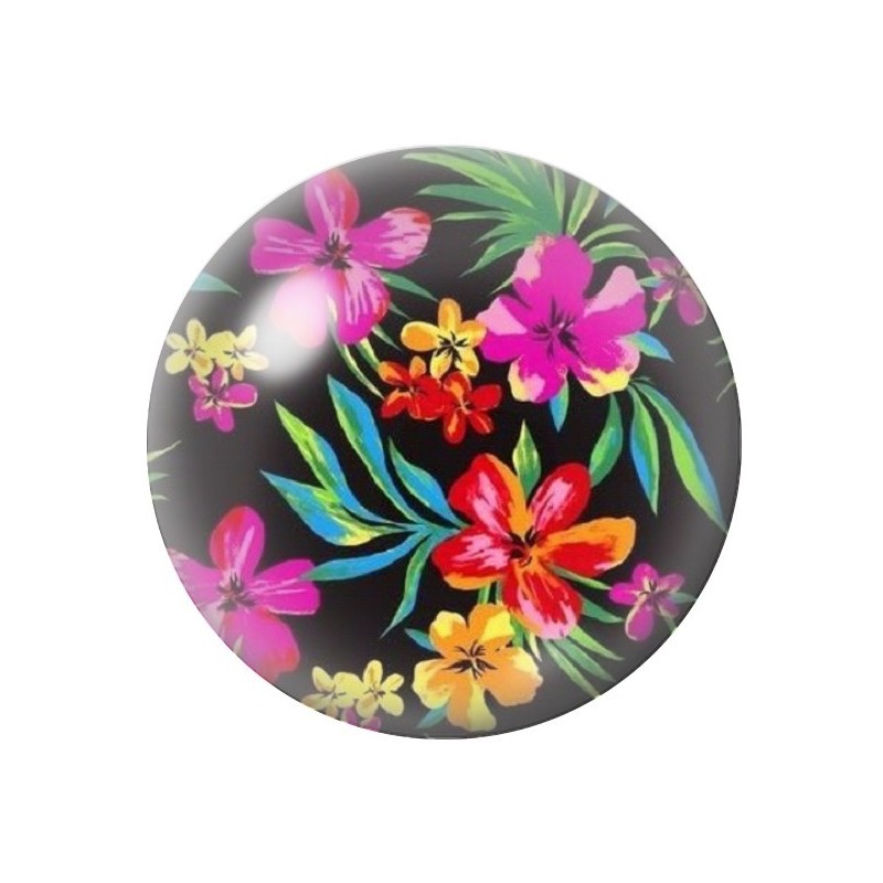 Cabochon en Verre Illustré Fleurs 12 à 25mm