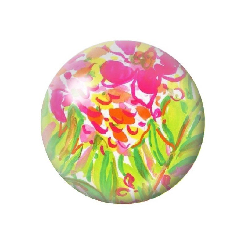 Cabochon en Verre Illustré Fleurs 12 à 25mm