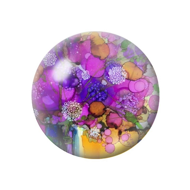 Cabochon en Verre Illustré Fleurs 12 à 25mm