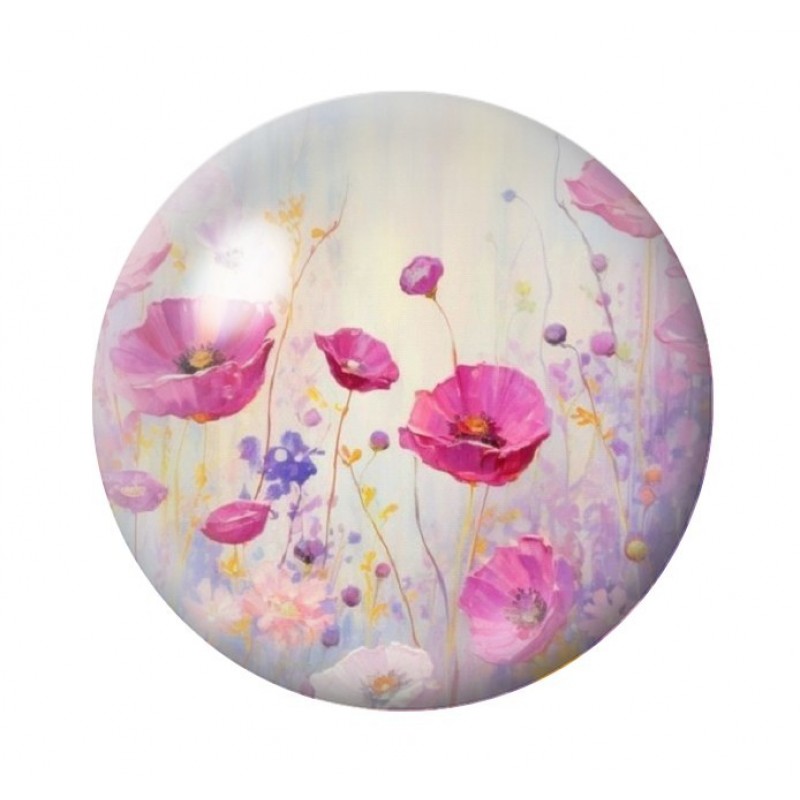Cabochon en Verre Illustré Fleurs 12 à 25mm