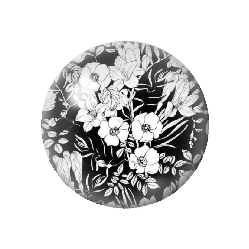 Cabochon en Verre Illustré Fleurs 12 à 25mm