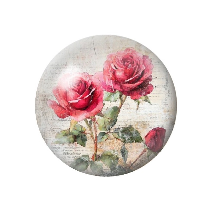 Cabochon en Verre Illustré Fleurs 12 à 25mm